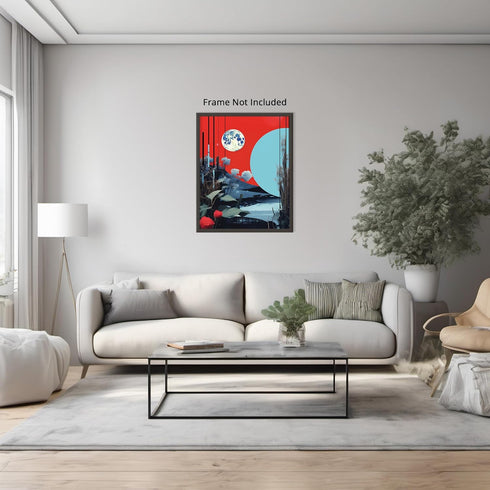 Posterizer 1 pcs-flowers and planets-surreal sci-fi collage-Astronomy & Celestial Art-Abstract & Modern Art-Gift for Art Lovers-Decor for Home & O...